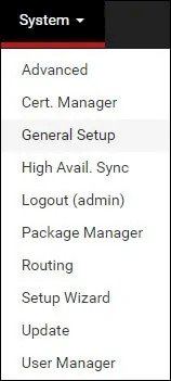 pfsense general menu