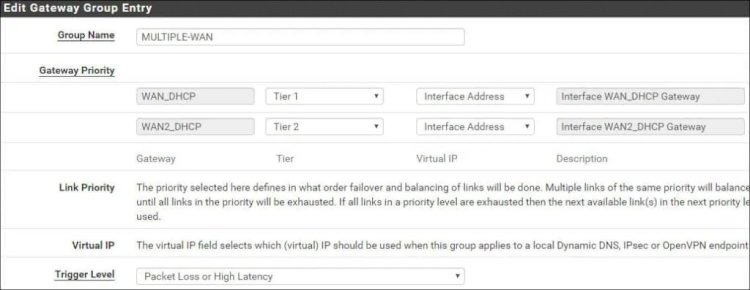 pfsense gateway group