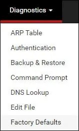 pfsense factory defaults menu