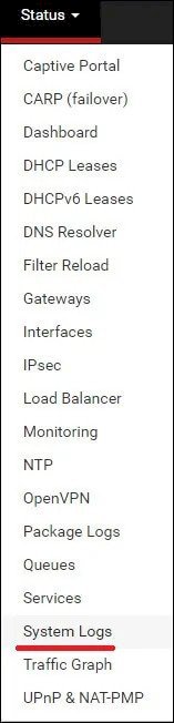 pfsense remote syslog menu