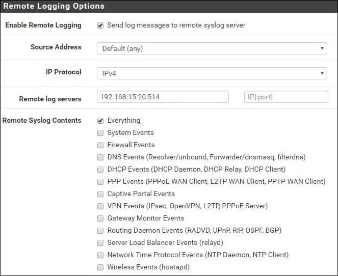 pfsense remote syslog